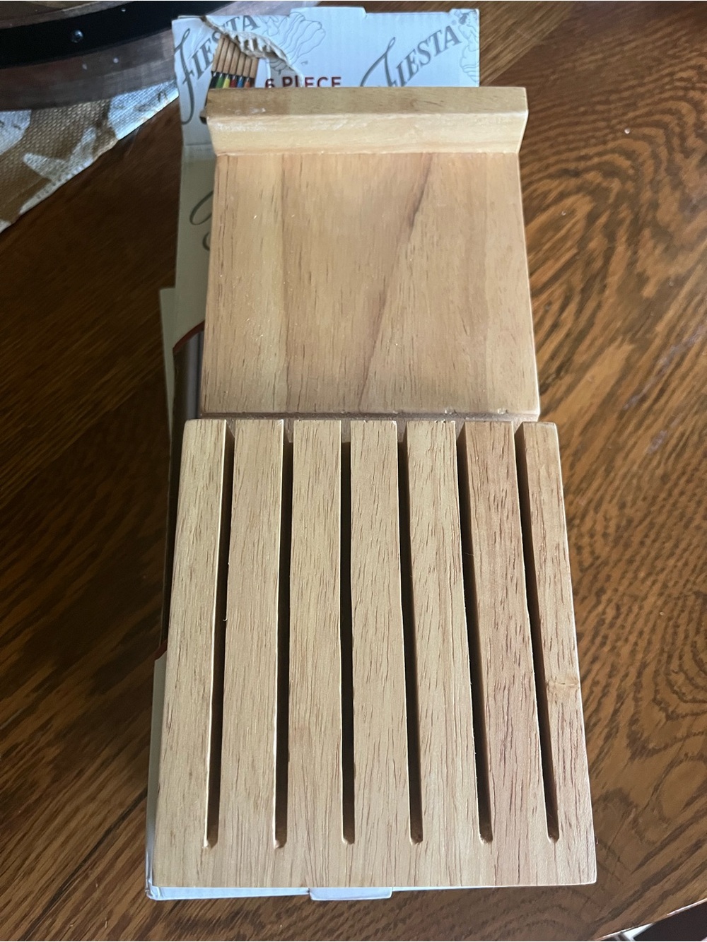 Fiesta Wooden Steak Knife Block Storage - Natural Wood